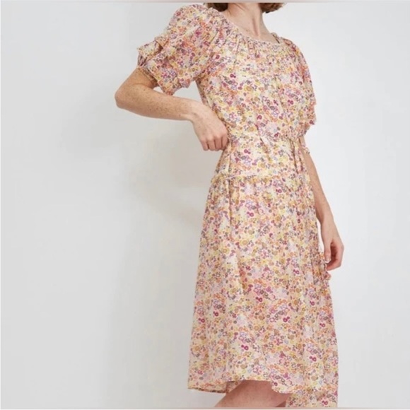 Apiece Apart super soft 100% cotton and silk floral midi dress - Picture 4 of 9